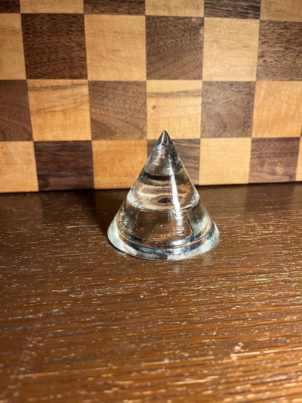Clear Glass Cone Candleholder Paperweight Watch Bracelet Holder A345